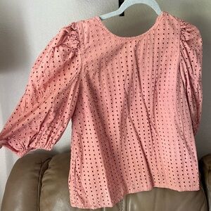 A new day -Peach Eyelet blouse/top